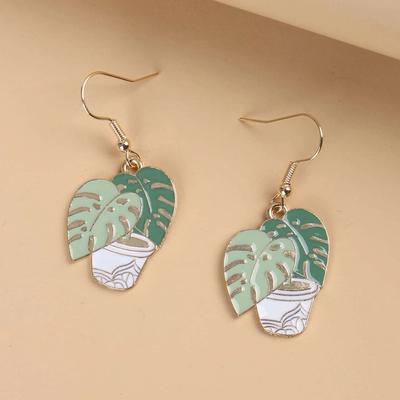 Kreative neue DIY-Ohrringe, kleine frische grüne Topfohrringe, modischer und einfacher Schmuck
