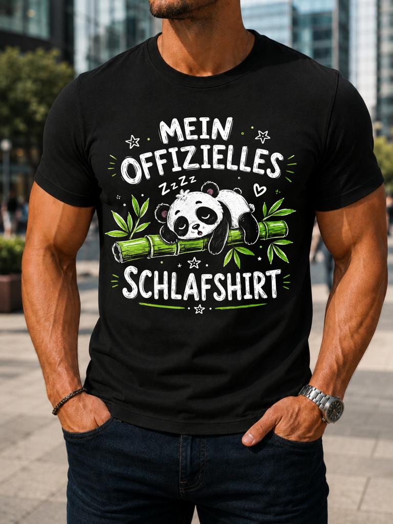 Panda Sp Gerunisex Sp Quote Dozing Panda On Bamboo Green Leaves Stars And Hand Drawn Lines Unisex All Unisex All Tshirt