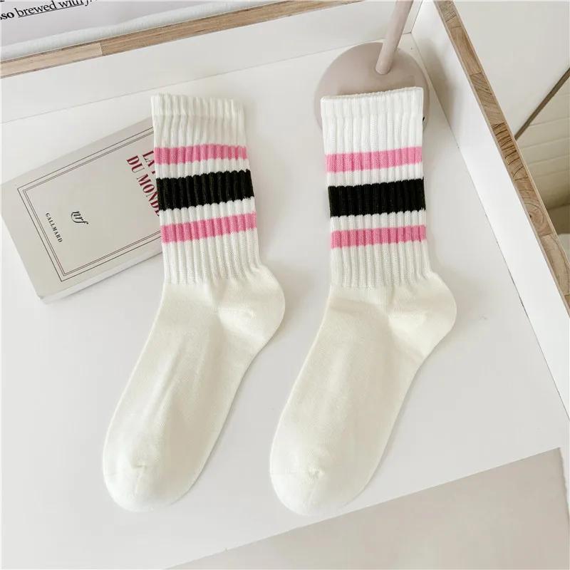 Cityboy Men's Striped Basketball Medium Tube Socks Vintage Unisex Women Couple Cottons Japanese Thick Towel Bottom Sports Socks