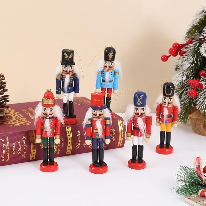 1/3/6Pcs Desktop Decor 12Cm Miniatures Nutcracker Puppet Ornaments Cartoon Walnuts Soldiers Band Doll Pendant Christmas Gift