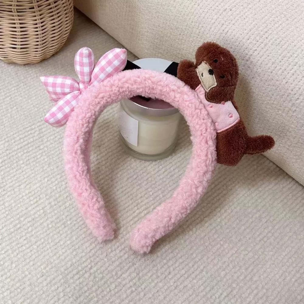 

Moon Dachshund Hair Hoop Plaid Bow Cartoon Monkey Hairband Sweet Red Plush Headband Girls рожевий