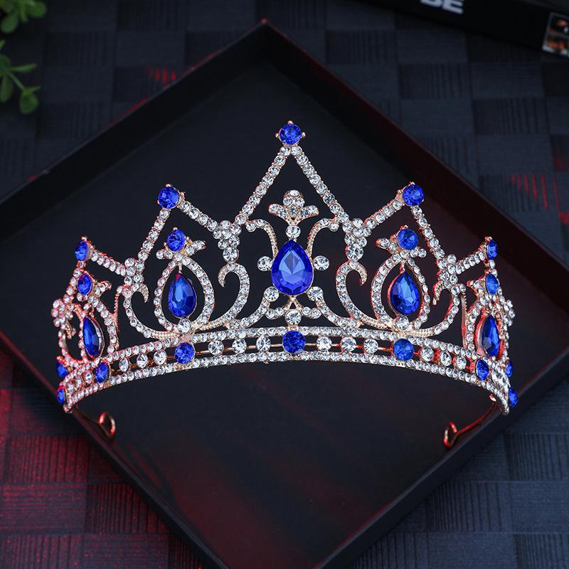 European Style Wedding New Style Tiara Inlaid with Rhinestone Crystal Bridal Round Alloy Inlaid Diamond Crown Baroque