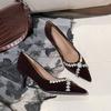 Temperament Kreuzblumen Strass High Heels Damen Spitz zulaufend Dünne Absätze Einzelne Schuhe Kaschmir Vielseitig im Herbst und Winter