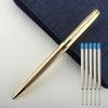 Luxury Metal Ballpoint Pen Stainless Steel Golden Trim Gift Writing Stationery Office School Supplies