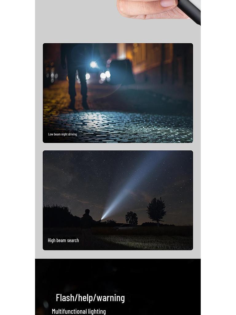 Xiaomi Mijia Multi-Function Rechargeable Flashlight: Portable, Long-Range, Strong Light, Safety Cutter, Ideal for Night Fishing and Outdoor Use