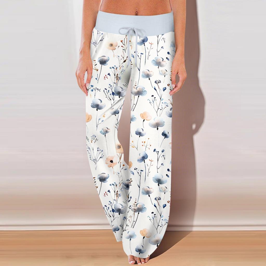 Women's Casual Sports Pants Vintage Printed Pajama Pants With Pockets