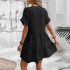 Women's Fashion Loose Flowy V-Neck Short-Sleeve Dress