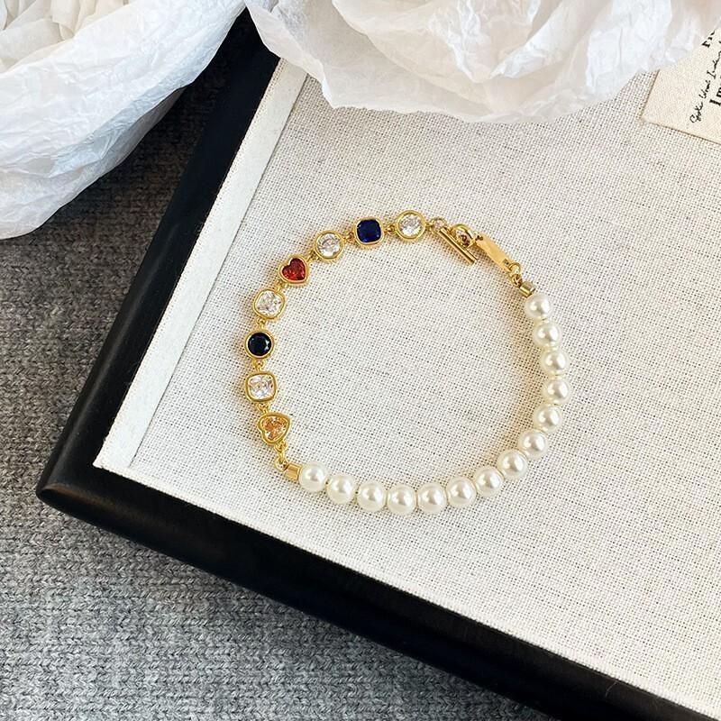 Elegant Bohemian Style Bracelet Women Men Geometric Beaded Pearl Abalone Shell Jewelry 2026 Collection Quartz Faux Pearl Bracelet: NL02768B