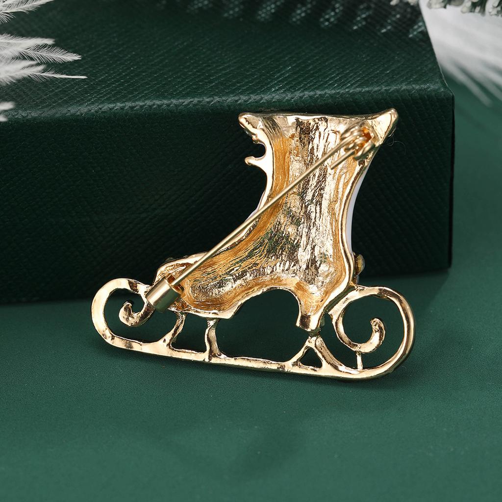 Fashion Christmas Skates Brooch Diamond Enamel Oil Drip Jewelry Temperament Versatile Suit Corsage
