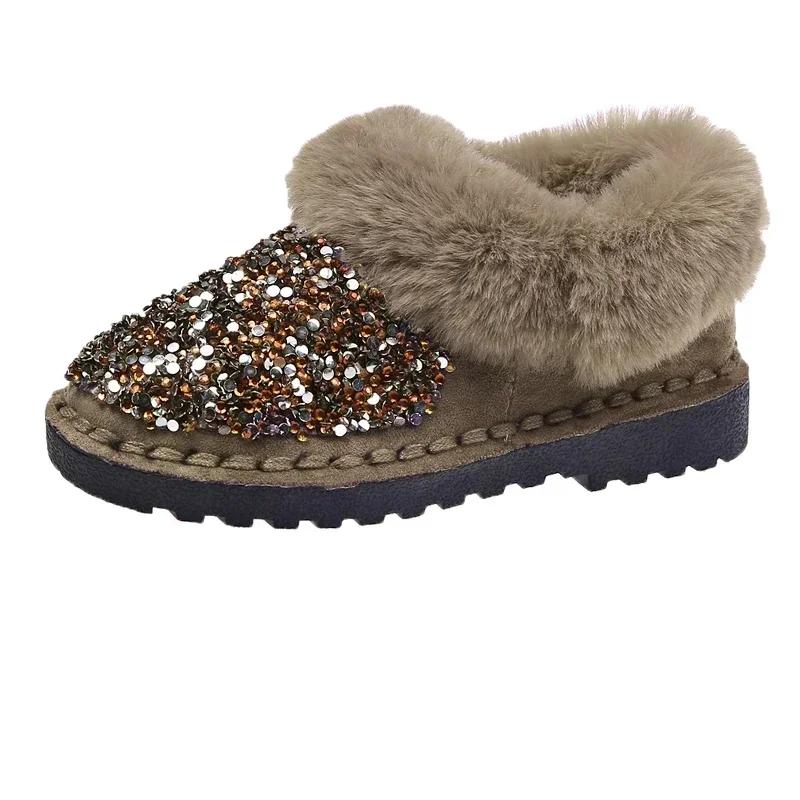 

Женские зимние ботинки с нескользящей круглой подошвой и бархатной подкладкой, легкие зимние ботинки, женские ботинки до щиколотки, толстая подошва, стразы, пайетки 41 коричневый