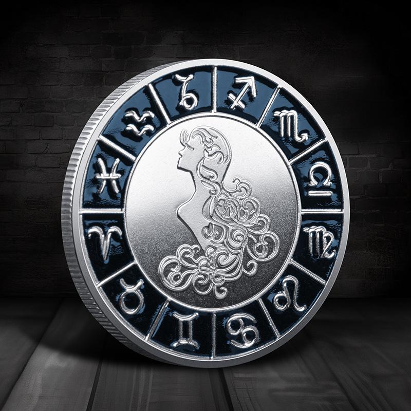 Zodiac Commemorative Medal, Constellation Coins, European and American Coins, Constellation Commemorative Coins, Lucky Coins, Zodiac Collection