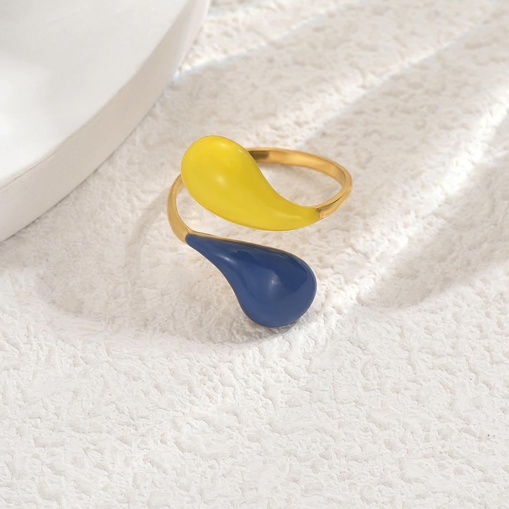 Fashion Style Women's Jewelry, Geometric Dripping Oil, Personalized Cross Design, Open Ring, Versatile and Advanced Sense