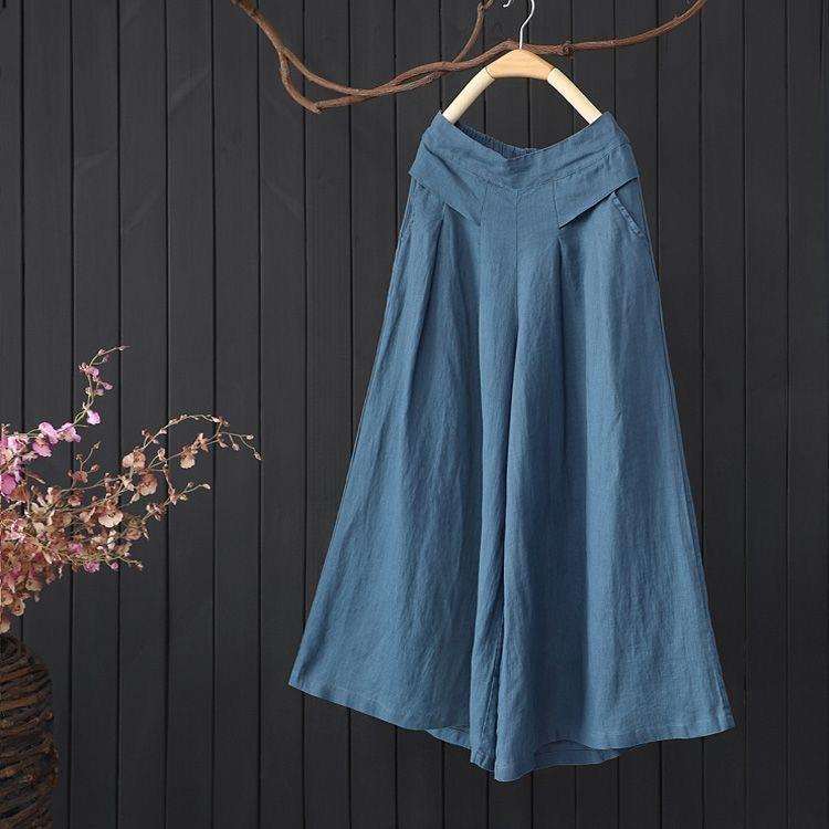 

Women s High Waist Cotton Linen Wide Leg Pants L (Recommended for 105-120 jin)
