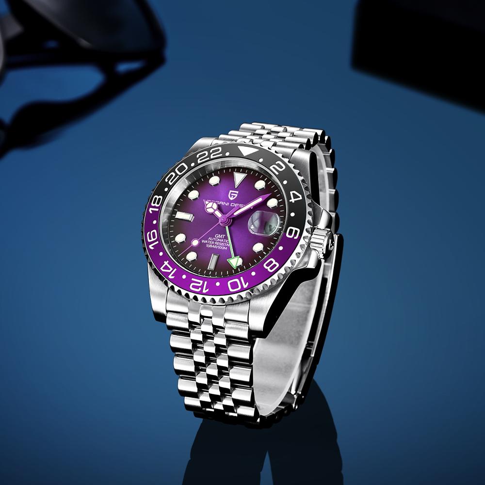 Pagani Designs New GMT Men's Mechanical Watch Luxury Sapphire Stainless Steel Ceramic Bezel Business Men's Automatic Watch