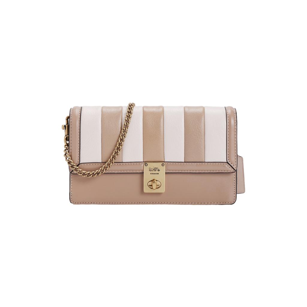 COACH Hutton Cow Leather, Leather Chain Bag Clutch Women's Milk Tea 856-B4CAH