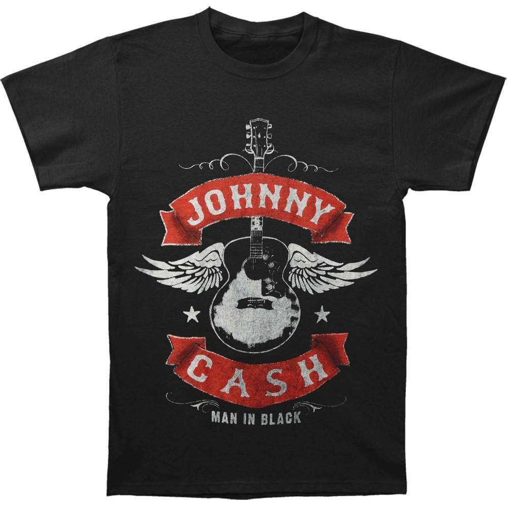 Men's Johnny Cash Winged Guitar T-shirt  Black