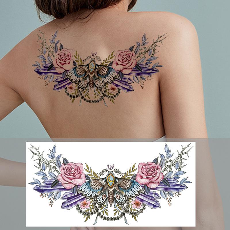 Über die Schulter Drache dreiseitiger Buddha Blume Brust Tattoo Aufkleber, neuer Halbarm-Buchstaben Anti-Schweiß Tattoo Aufkleber