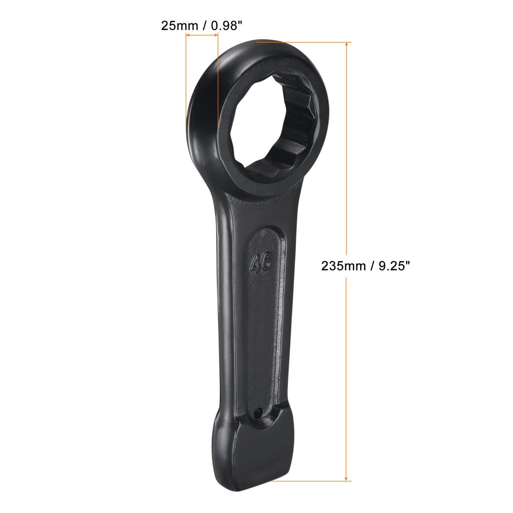 uxcell 46mm Box End Striking Ring Wrench, Wear-Resistant and Durable High-Strength Steel Single Head Spanner Hand Tool