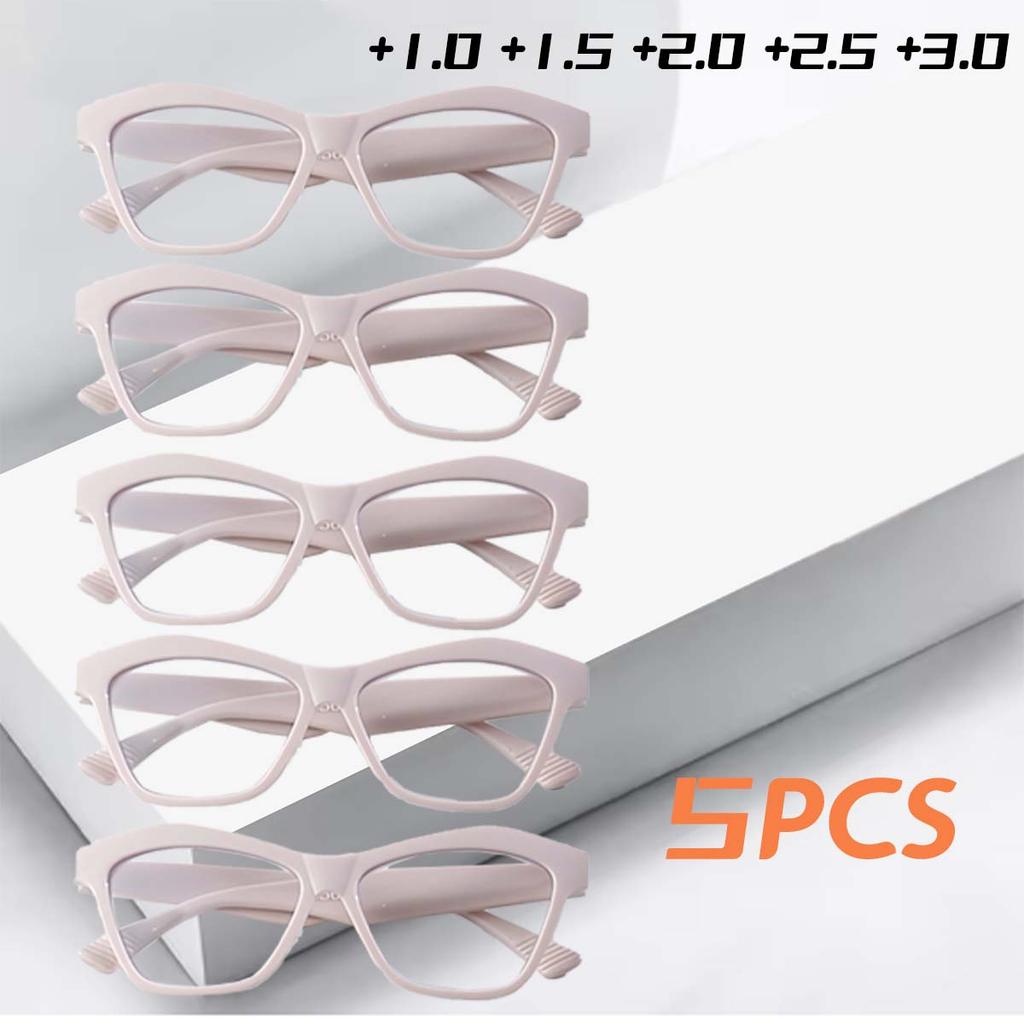 5PCS Oversized Cat Eye Reading Glasses Women High Quality Anti Blue Light Prescription Women Eyeglasses Computer Glasses