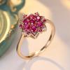 Romantic Style Cubic Zirconia Rose Red Flower Rings for Women Gold Color Wedding Jewelry