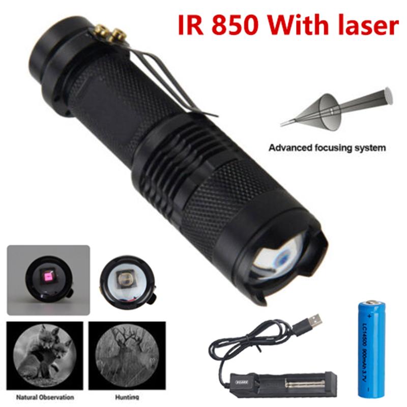 IR 850nm Flashlight Mini Zoomable Adjustable Focus Infrared Radiation Tactical Torch Waterproof Night Vision IR Hunting Light