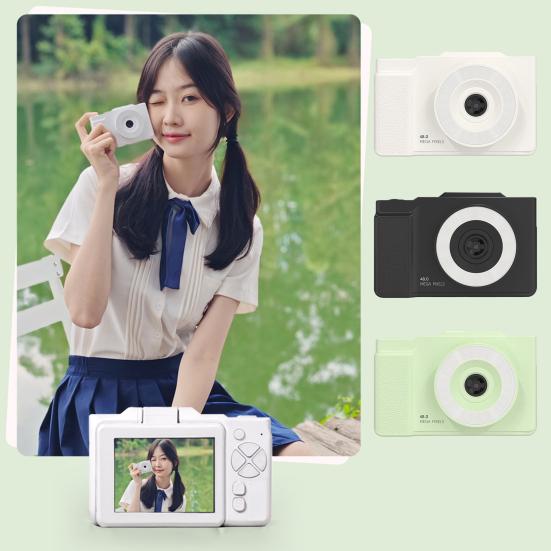 48MP digitální fotoaparát s LED přisvětlením 180stupňově výklopný displej Kompaktní design Přenosný fotoaparát Vlogging rekordér