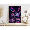 Retro-Futuristic Gaming Setup Posters Neon Lights Basket Ring Game Room Modern Prints Canvas Wall Picture Home Living Room Decor