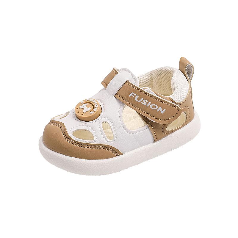New soft-soled baby sandals functional shoes1-3Non-slip closed-toe breathable leather toddler shoes for boys and girls
