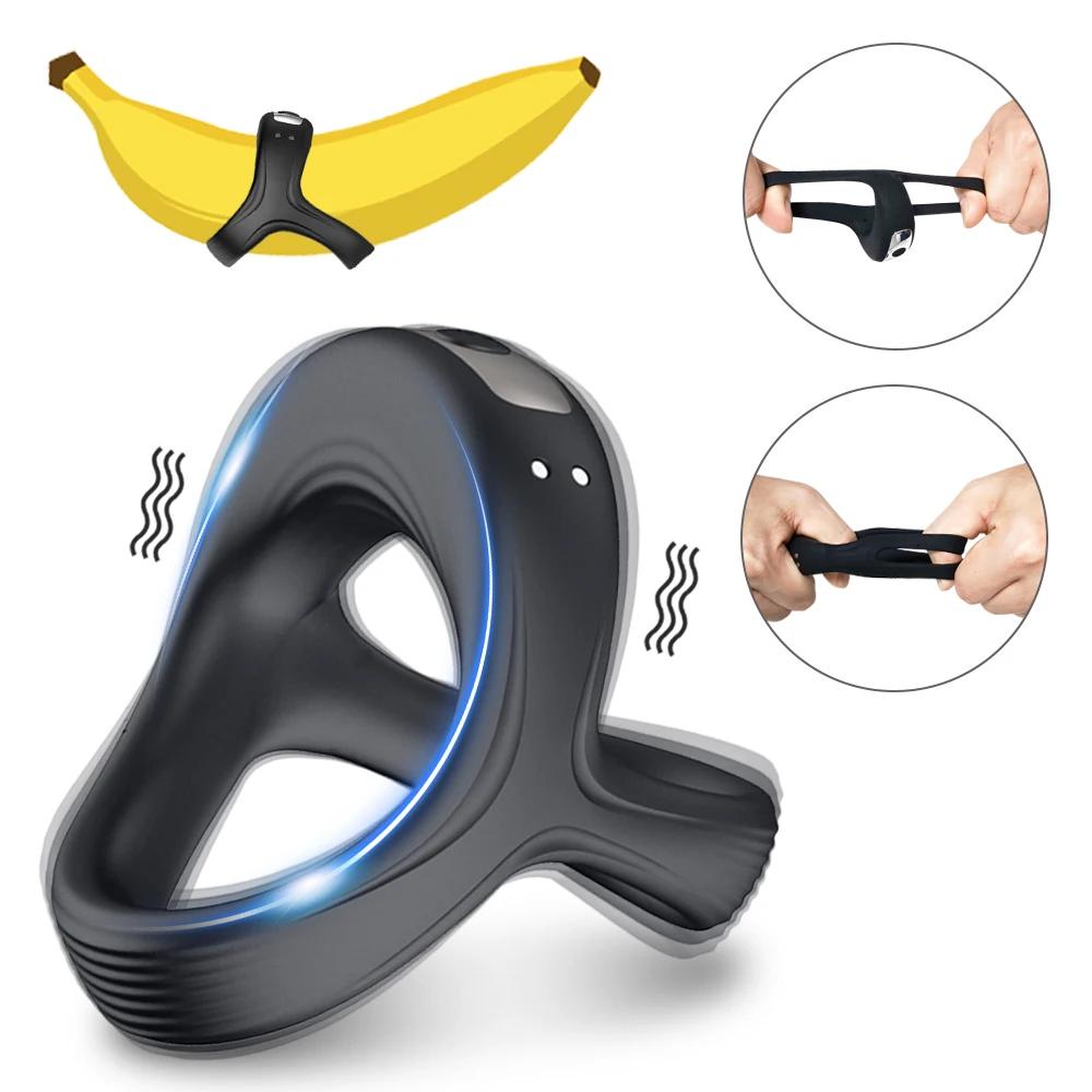 Male lock essence triangular ring USB charging vibration massage lock essence ring male masturbator sex products18+