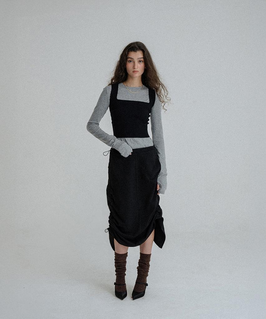 Sunday Fruits Market String Sweat Skirt Black