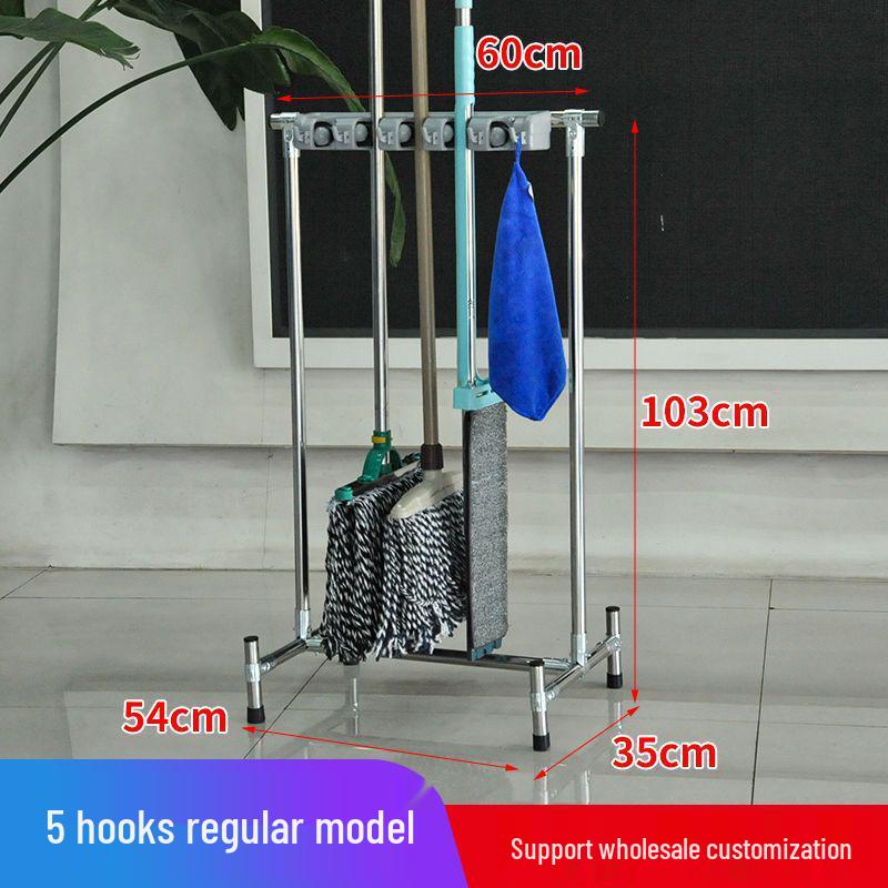 

Напольная передвижная подставка из нержавеющей стали для швабры и метлы - Самоклеящийся органайзер для хранения в ванной