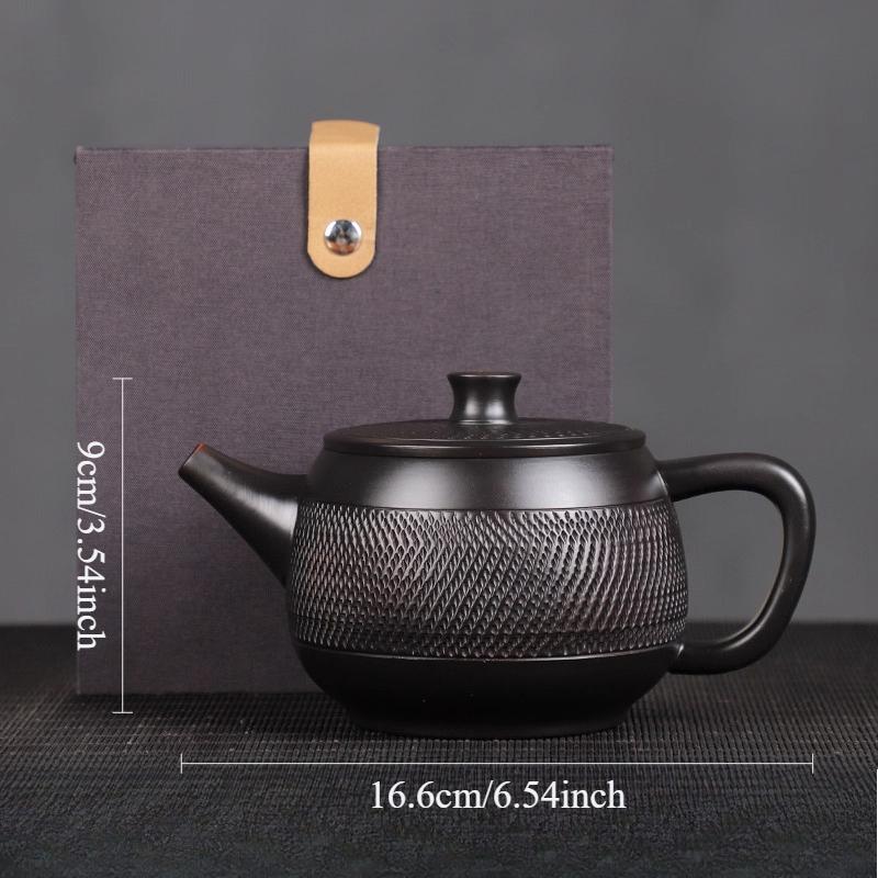 

360ml Fengming Pot Purple Pottery Handmade Han Tile Teapot with Jumping Knife Pattern Large Capacity Chinese Household Tea Pot