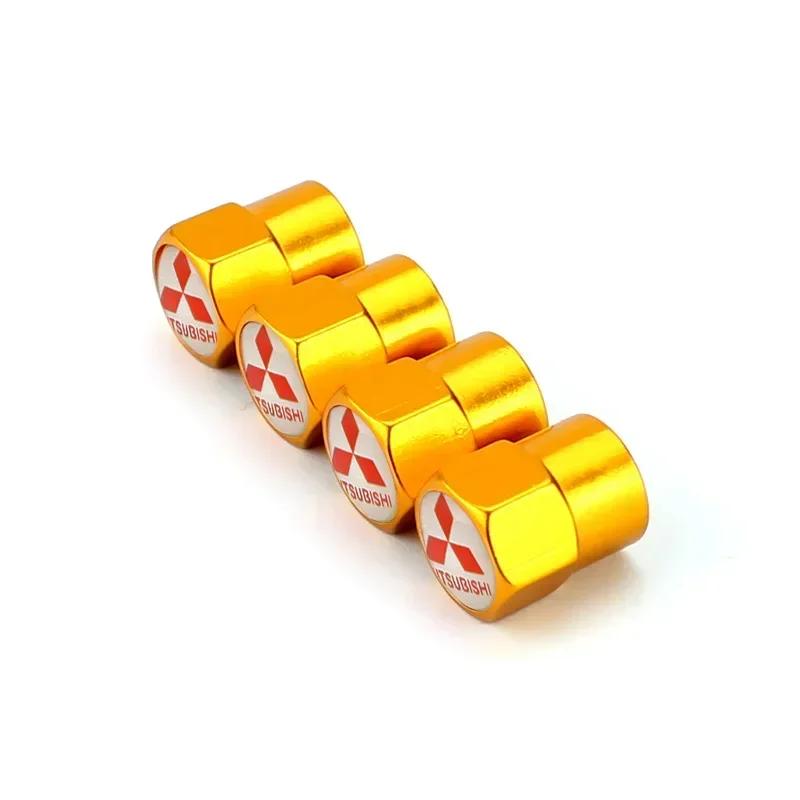 Tyre Stem Covers for Mitsubishi Car Logo Ralliart Lancer Outlander ASX Colt Pajero Eclipse EVO Colt Wheel Tire Valve Caps 4pcs