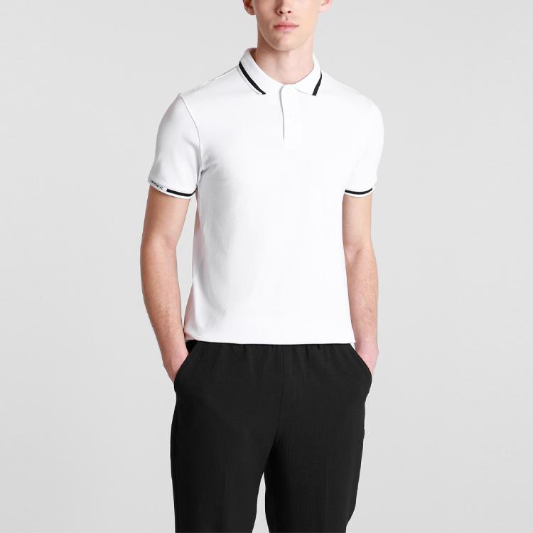 Emporio Armani SS21 Color Block Striped Casual Short Sleeve Polo Shirt Men tops White 3K1FA4-1JPTZ-0176