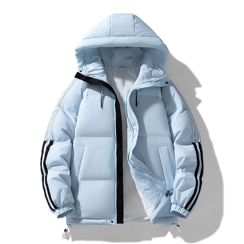 

Down jacket men s autumn and winter new hooded duck down thickened warm casual sports men s and women s jackets 3XL светло-синий