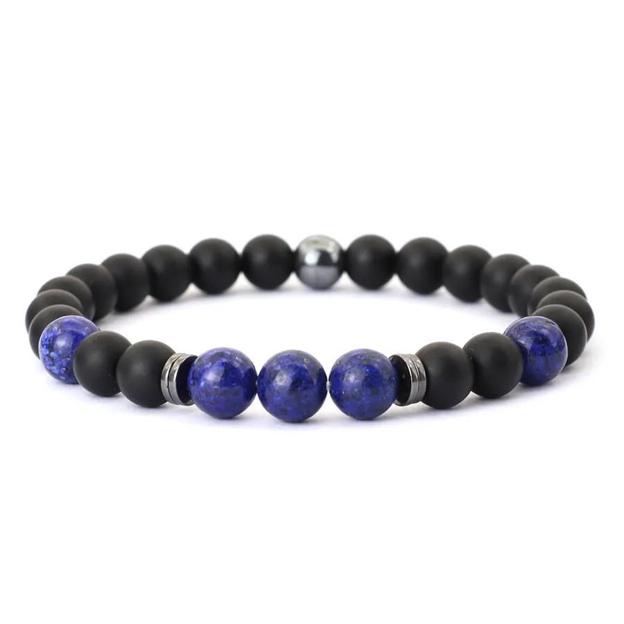 Noter Bracciale da Uomo Fatto a Mano 8mm Onice Pietra Occhio di Tigre Braccialetto di Perline Ematite Guarigione Braccialetto Regalo Uomo Accessori per il Tempo Libero