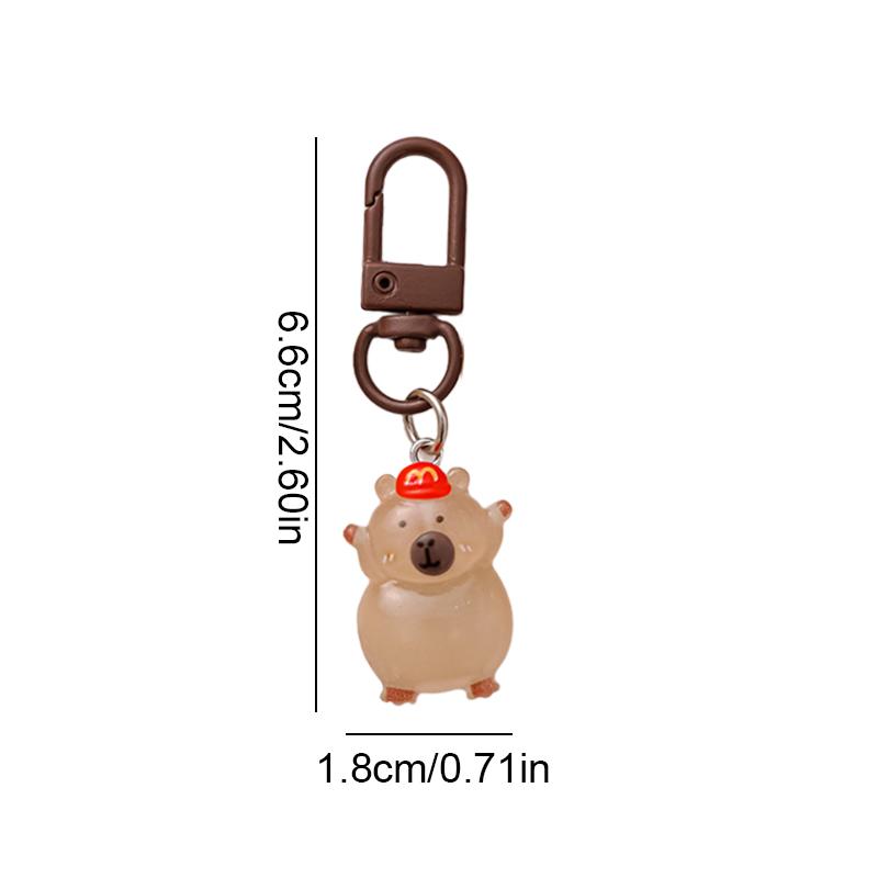 1PC Keychain Kawaii Night Glow Creative Luminous Cute Capybara DIY Accessory Reward Children Decor 6.6*1.8cm