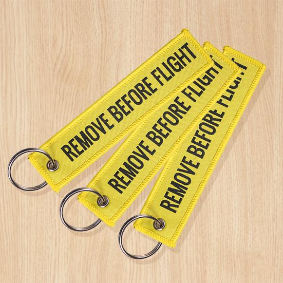Key Chain Woven Wide Application Unisex Remove Before Flight Letters Keyring for Luggage Bag