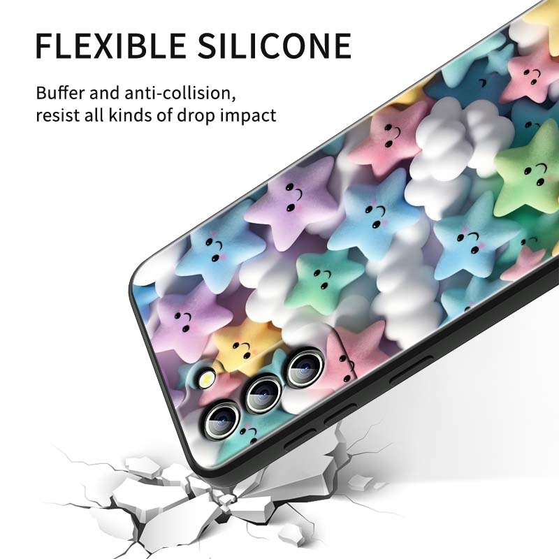 Cartoon Animals Cute Phone Case For Samsung Galaxy S26 S25 S24 S23 S22 S21 S20 Ultra Plus FE 5G Black Soft TPU