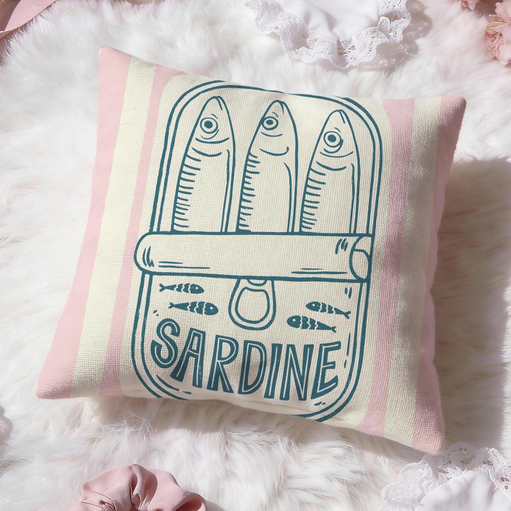 Coastal Charm Sardine Cushion Cover Premium Comfort Reversible Pillow Cove -Two in One Design for Any Room & Car Interior