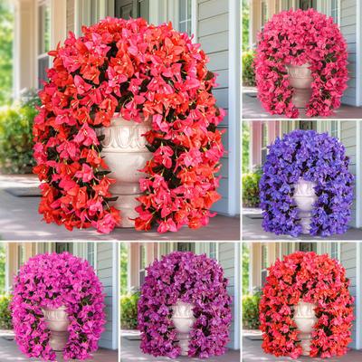 2Pcs Hanging Artificial Bougainvillea Speetabilis UV Resistant Realistic Fake Flower Wedding Party