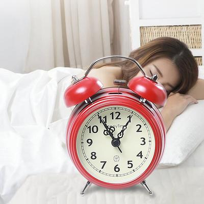 Υπερβολικά Δυνατό Ρετρό Ξυπνητήρι με Κουδούνισμα Υπνοδωματίου Μικρό Νυχτερινό Φως Φοιτητικό Επιτραπέζιο Ρολόι Κομοδίνου Διακοσμητικό Γραφείου Διακόσμηση Σπιτιού