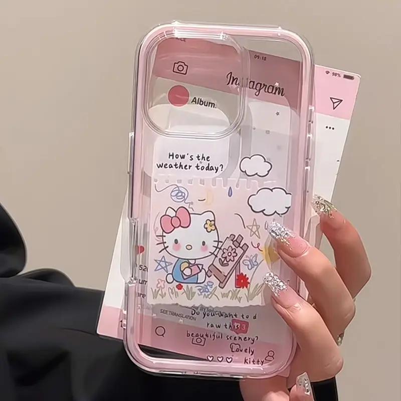 Draw Kitty Frame Dual Purpose Protective Case for Apple iPhones (12, 13, 14, 15 Pro Max, 16)