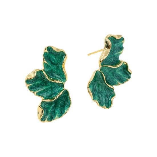 

1 пара сережок-гвоздиків Кленовий лист Квітка Жіночі сережки Гладка поверхня Легкі ювелірні вироби-гвоздики зелений