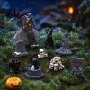Secret Room Micro Scenery Halloween Miniature Resin Ornaments, Landscape Desktop Decor, Horror Ghost Tombstone Figures Scene Accessories for Fish Tank