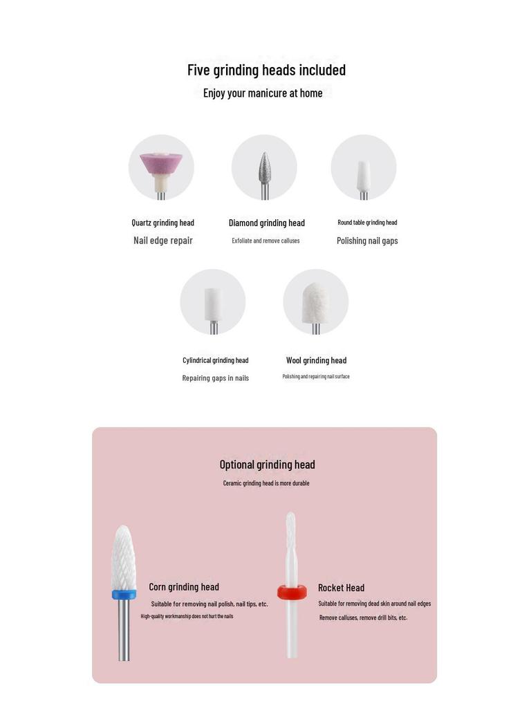 Compact Gray Electric Nail Polisher & Dead Skin Remover Tool