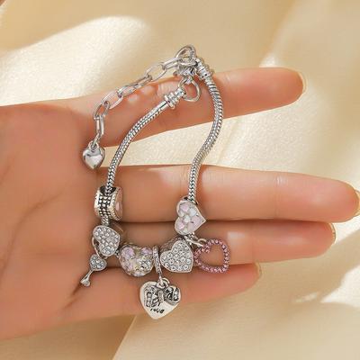 Style Bracelet Female Mori Niche Light Luxury Pink High Heels Love Pendant Bracelet Bracelet