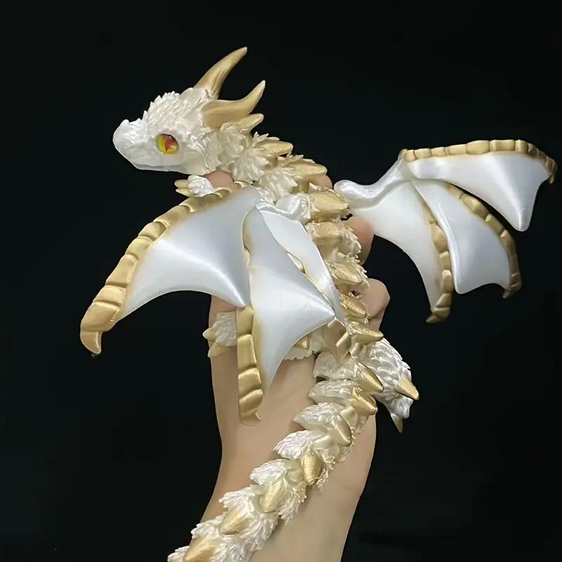 1pc 3D Printed Winged Carriage Dragon Figurine With Random Eyes, Art Deco Resin Dragon Sculpture, Tabletop Animal Theme Decor