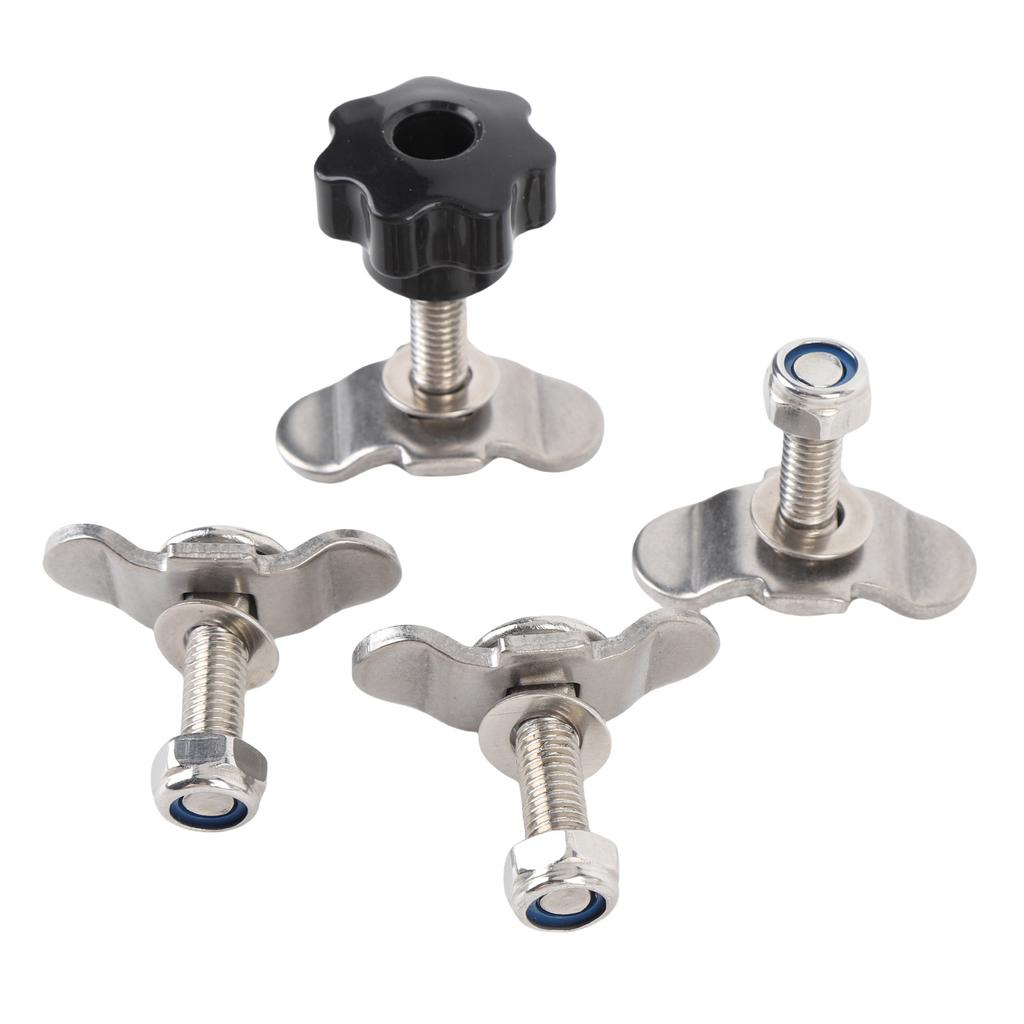L Track Tie Down Fittings M8x35mm Stainless Steel Double Lug Threaded Stud Nut Kit for Truck Bed Trailer Cargo Control