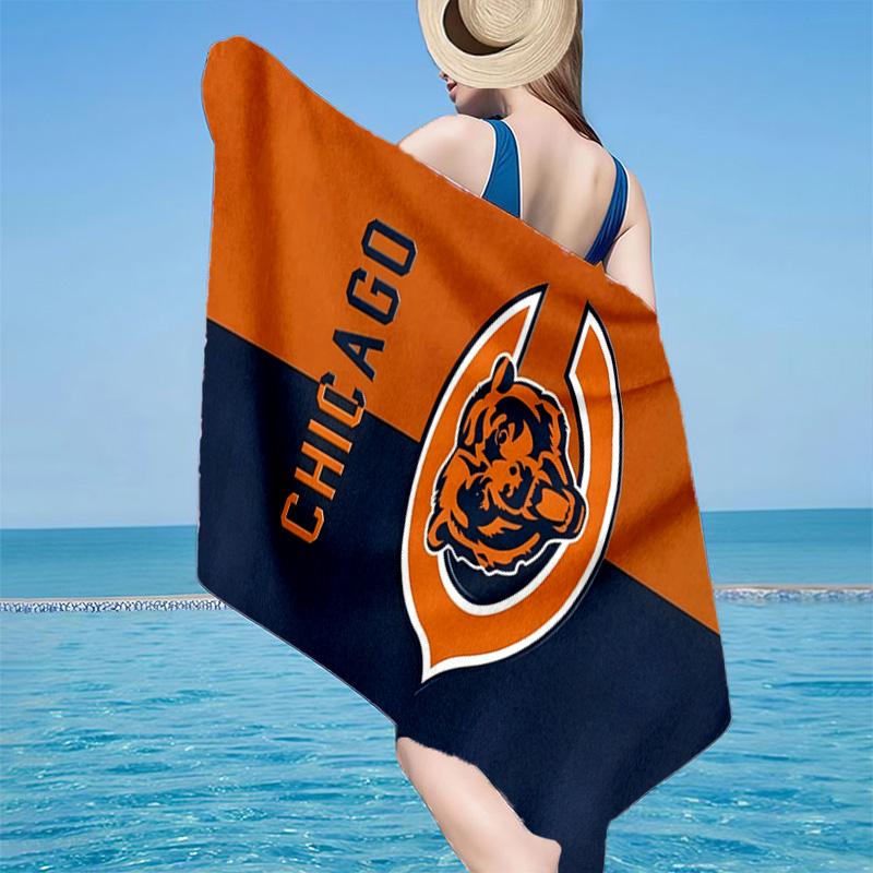 Chicago Bears Logo Microfiber Beach Towel, Lightweight And Quick-Dry, for Summer Travel, Beach Essential, Swimming Pool